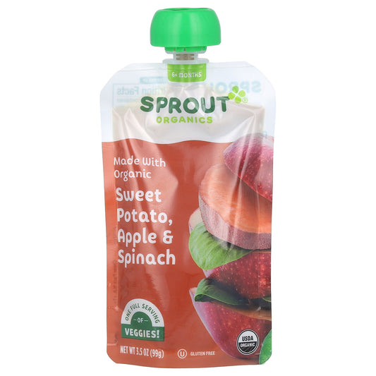 Sprout Organics, Baby Food, 6 Months & Up, Sweet Potato, Apple & Spinach, 3.5 oz (99 g)