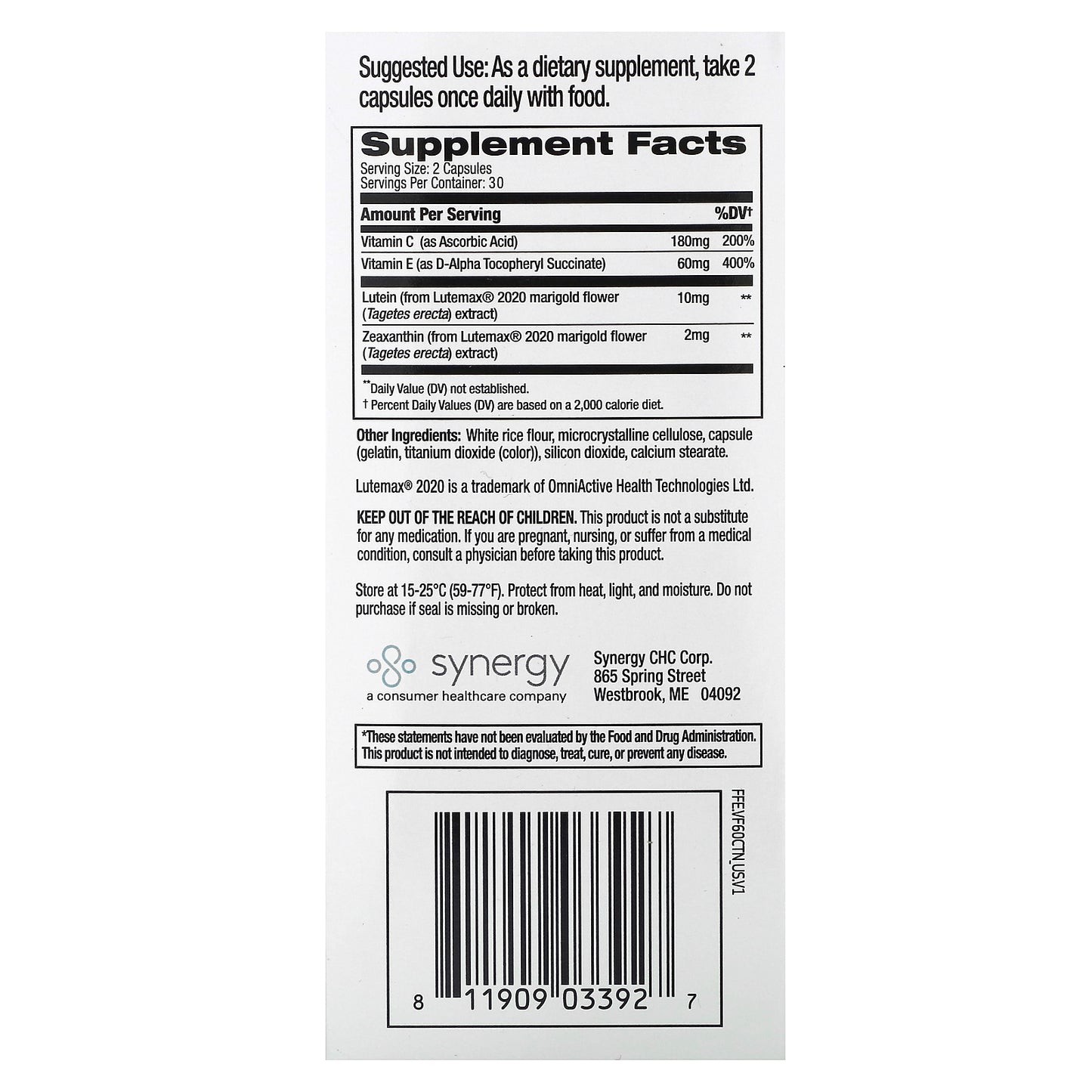 Focus Factor, Vision Formula, 60 Capsules