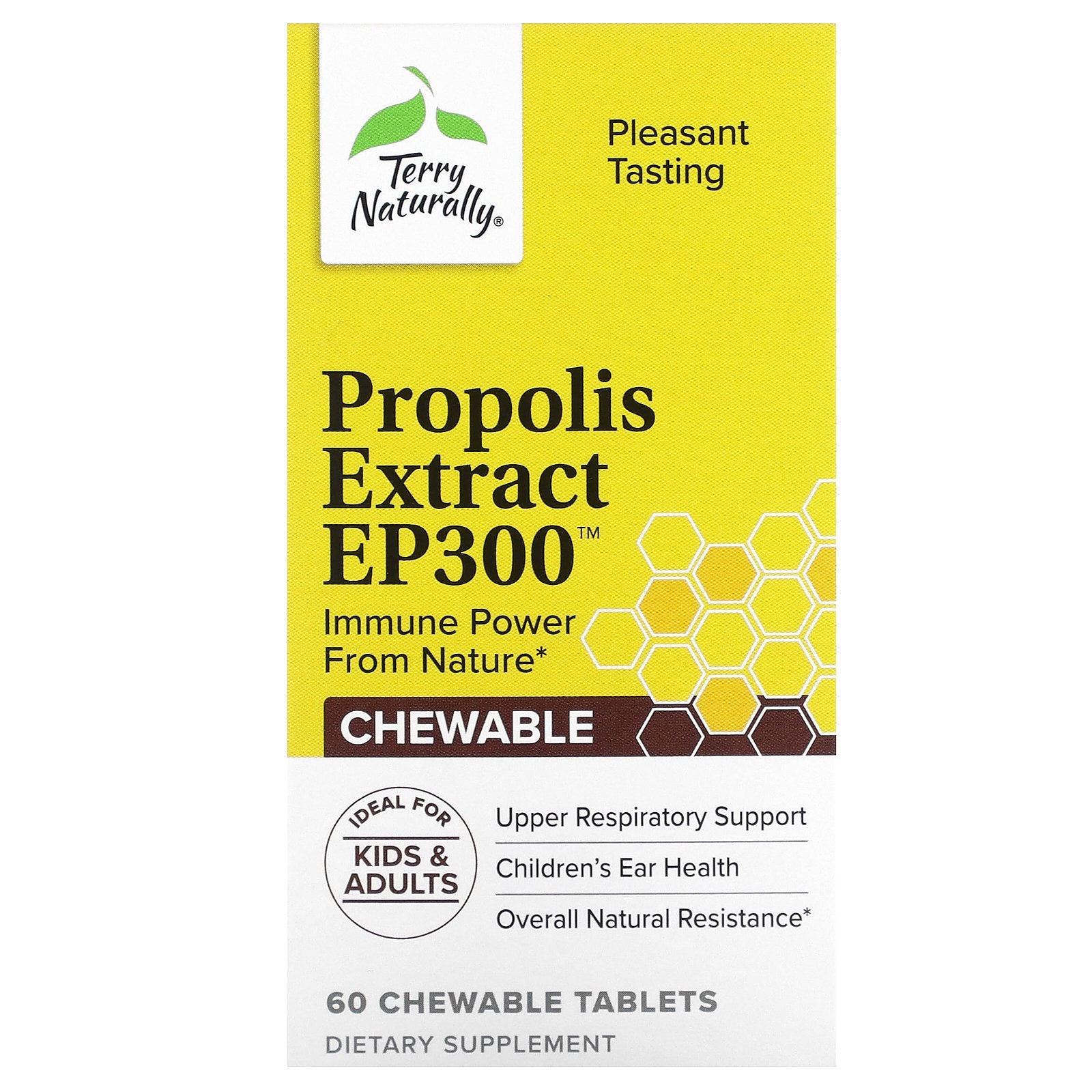 Terry Naturally, Propolis Extract EP 300, 60 Chewable Tablets (100 mg per Tablet)