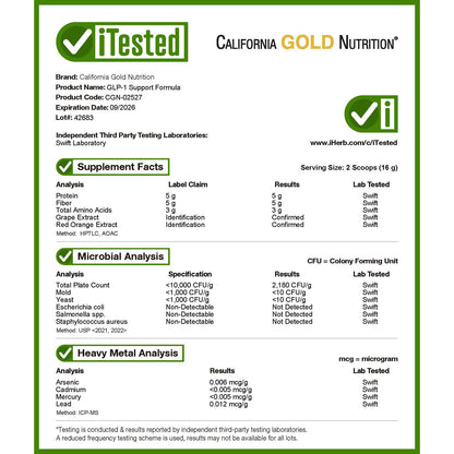 California Gold Nutrition, GLP-1 Support Formula, Watermelon Yuzu, 1.09 lb (494 g)