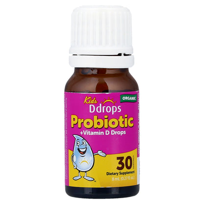 Kids Ddrops®, Organic Probiotic + Vitamin D Drops, For Ages 1 year+, 0.27 fl oz (8 ml)