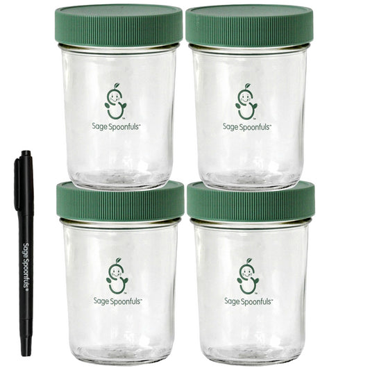 Sage Spoonfuls, Glass Baby Food Jars,  4 Pack, 8 oz Each