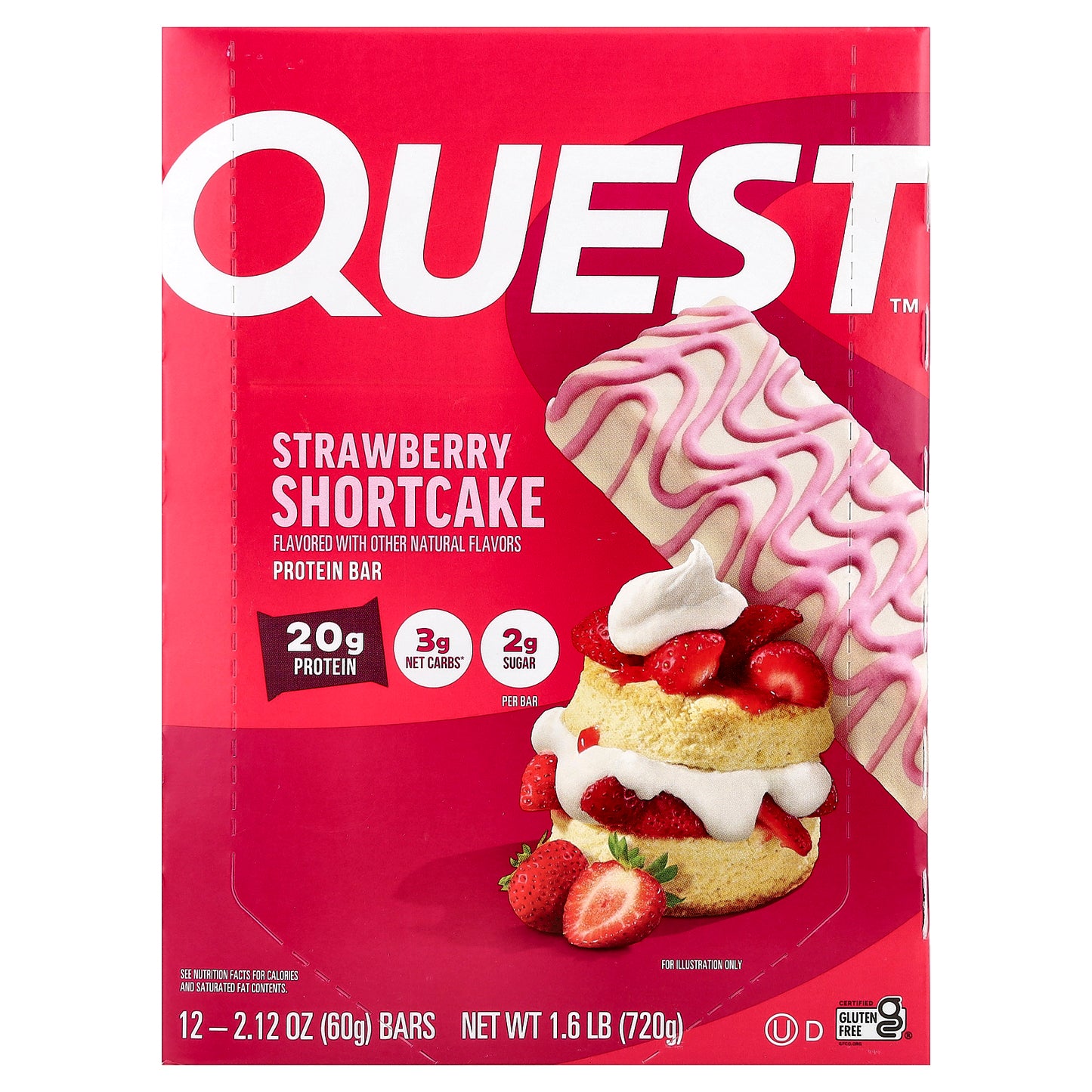 Quest Nutrition, Protein Bar, Strawberry Shortcake, 12 Bars, 2.12 oz (60 g) Each