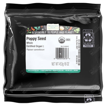 Frontier Co-op, Organic Poppy Seed, Whole, 16 oz (453 g)