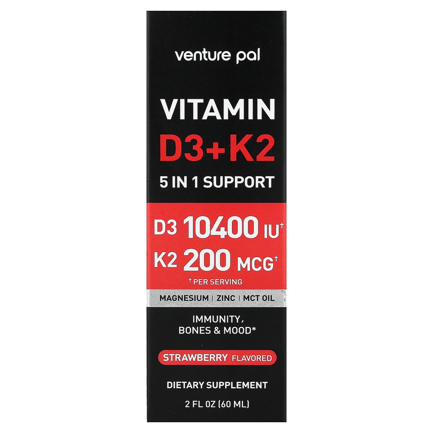 Venture Pal, Vitamin D3 + K2, Strawberry, 2 fl oz (60 ml)