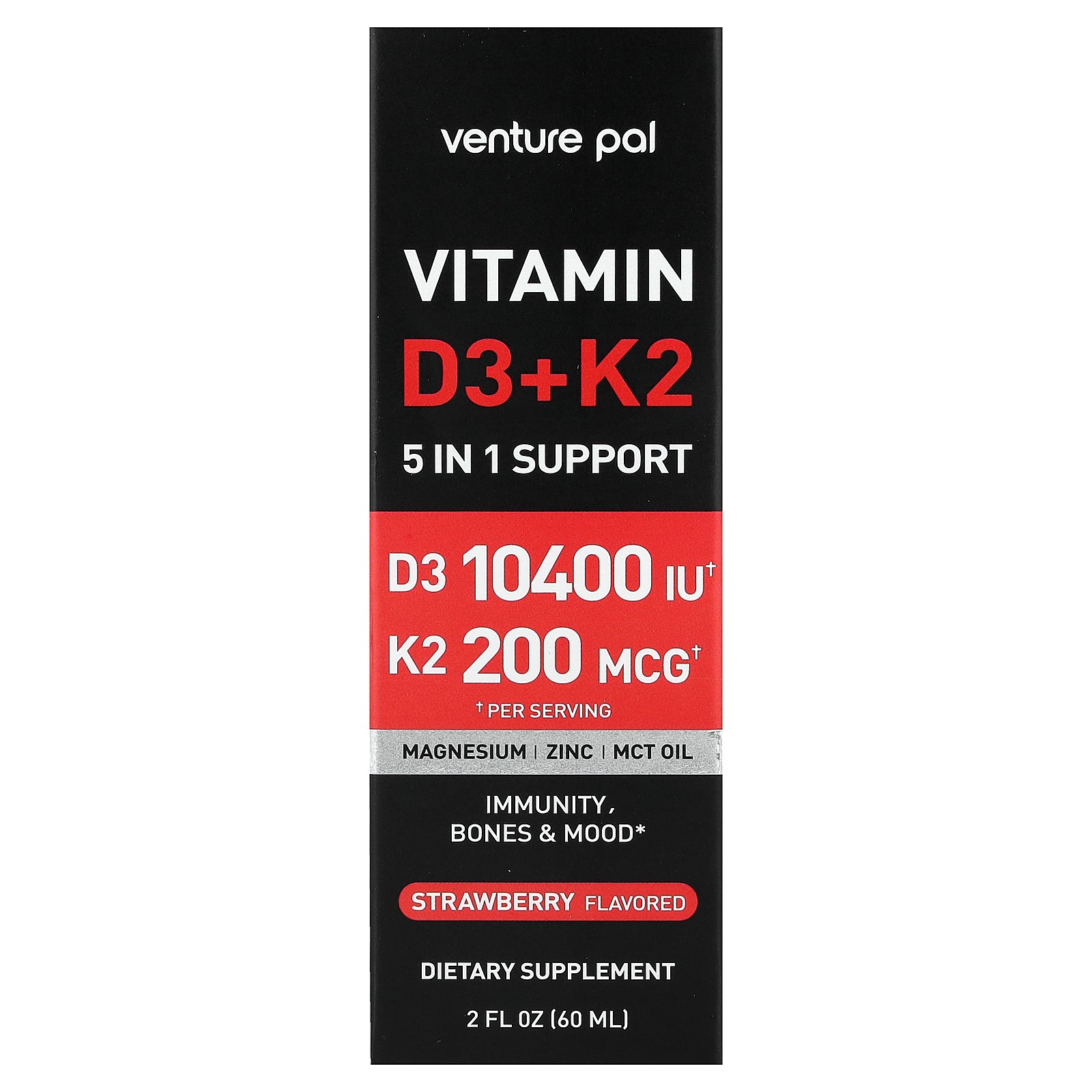 Venture Pal, Vitamin D3 + K2, Strawberry, 2 fl oz (60 ml)