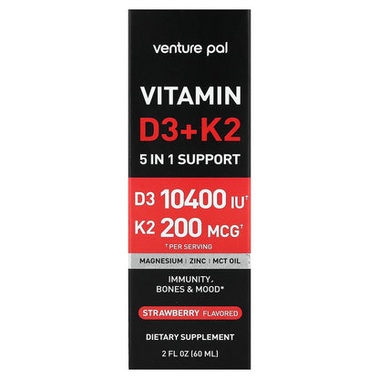 Venture Pal, Vitamin D3 + K2, Strawberry, 2 fl oz (60 ml)