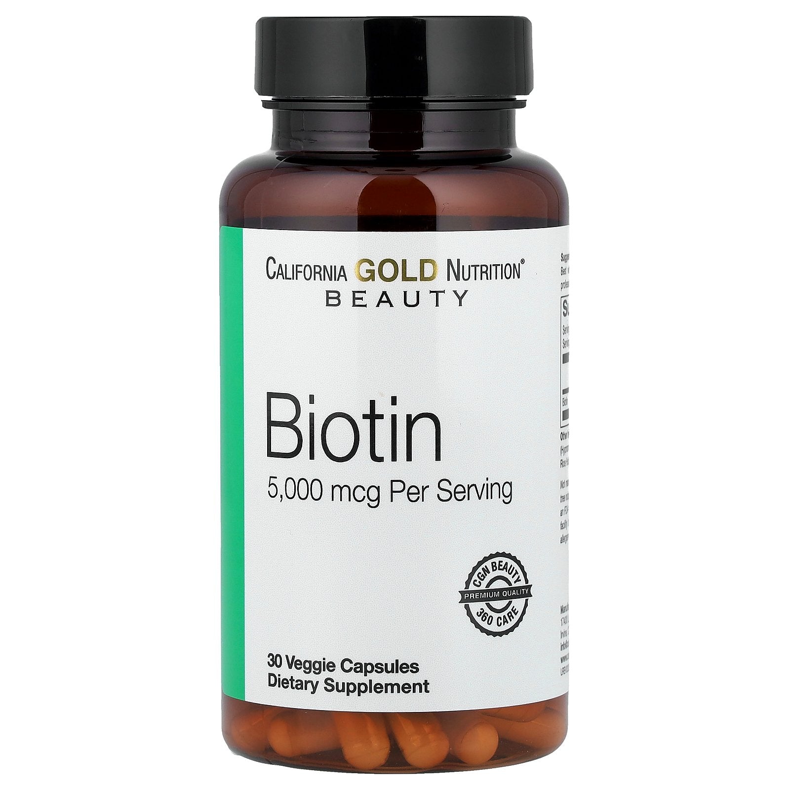 California Gold Nutrition, Biotin, 5,000 mcg, 30 Veggie Capsules