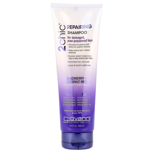 Giovanni, 2chic®, Repairing Shampoo, For Damaged, Over-Processed Hair, Blackberry + Coconut Milk, 8.5 fl oz (250 ml)