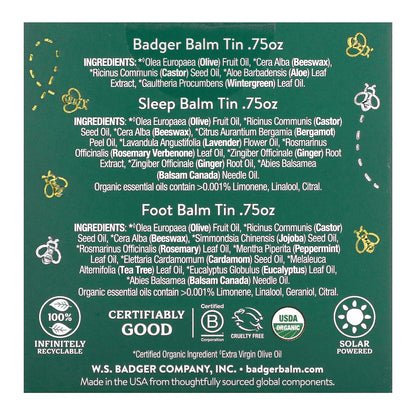 Badger, Restore, Recover & Rest Balm Trio, 3 Piece Kit, .75 oz (21 g) Each