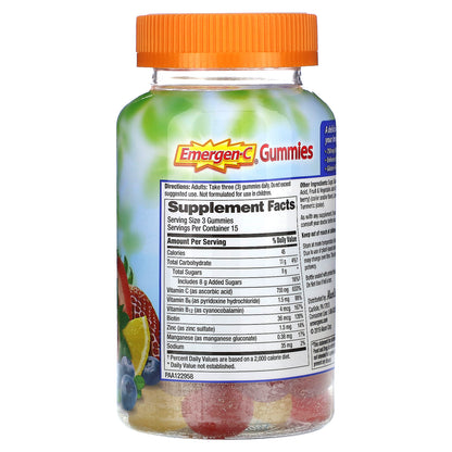 Emergen-C, Immune Support Gummies, Strawberry, Lemon & Blueberry, 45 Gummies