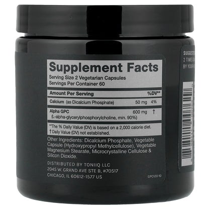 Toniiq, Alpha GPC, 120 Capsules