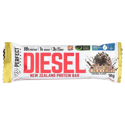 PERFECT Sports, Diesel, New Zealand Protein Bar, Triple Rich Chocolate, 12 Bars, 50 g Each