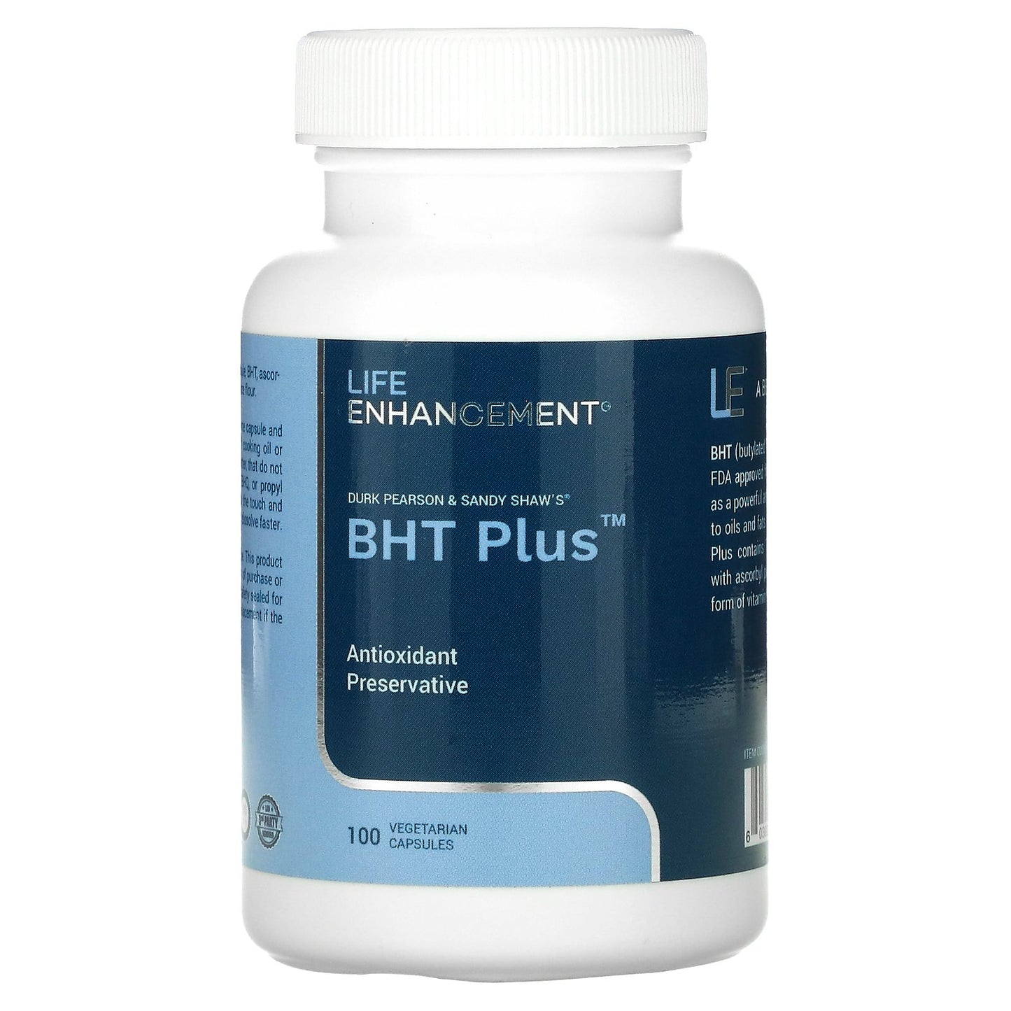 Life Enhancement, Durk Pearson & Sandy Shaw's BHT Plus, 100 Vegetable Capsules