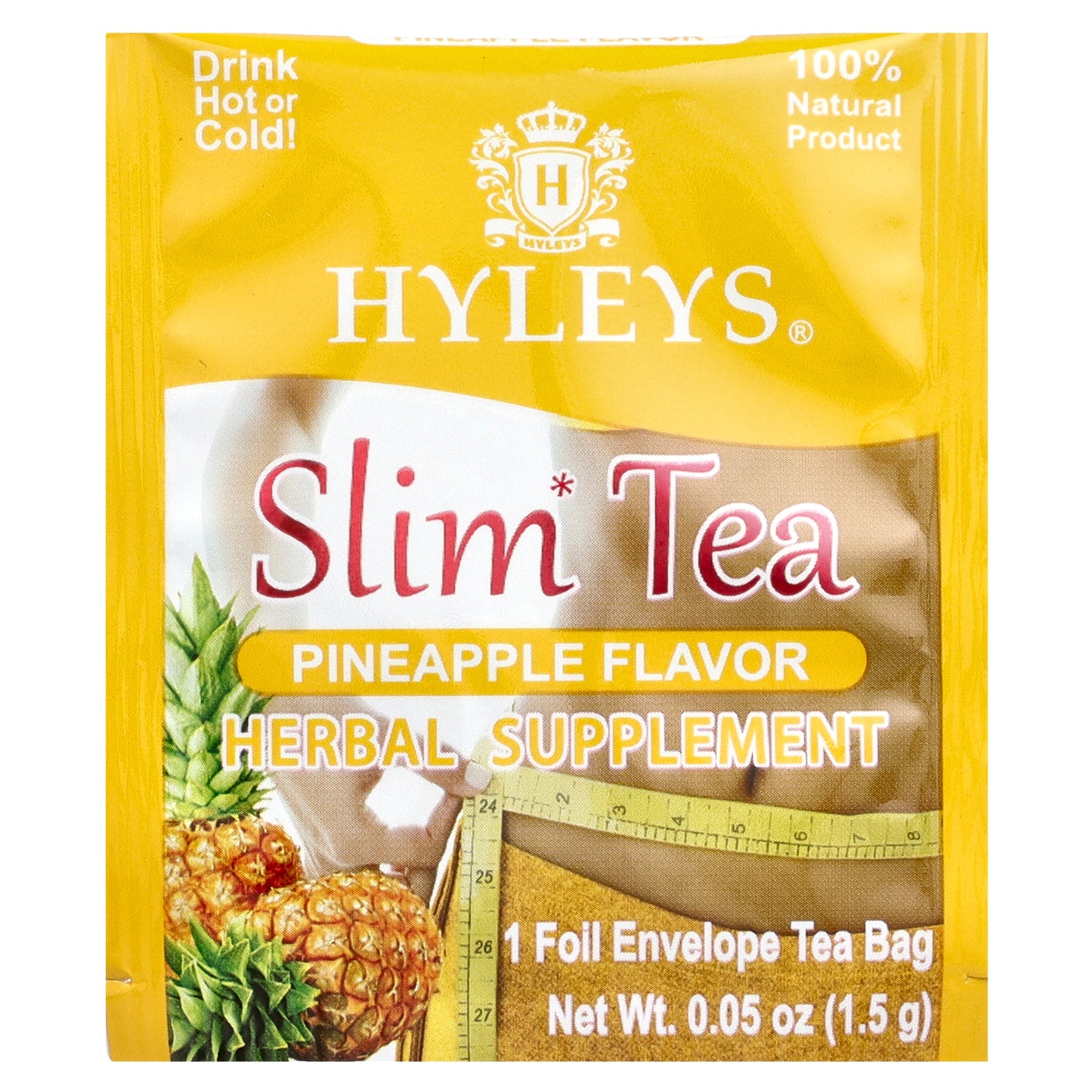 Hyleys Tea, Slim Tea, Pineapple, 50 Foil Envelope Tea Bags, 2.64 oz (75 g)