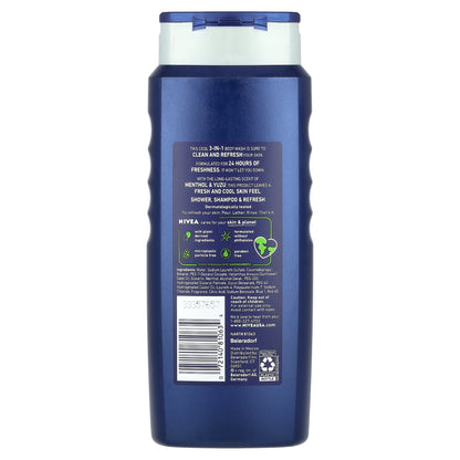 Nivea, Men, Cool Body Wash, Menthol & Yuzu, 16.9 fl oz (500 ml)