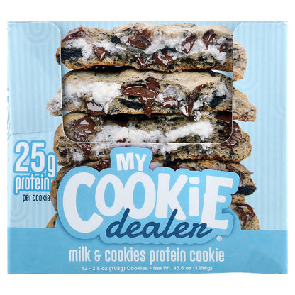 My Cookie Dealer Protein, Protein Cookie, Milk & Cookies, 12 Cookies, 3.8 oz (108 g) Each