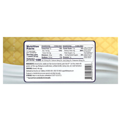 ChocZero, Premium Cookies, Golden Dunkies, Vanilla & Creme Cookies, Vanilla, 12 Packs, 0.75 oz (21 g) Each