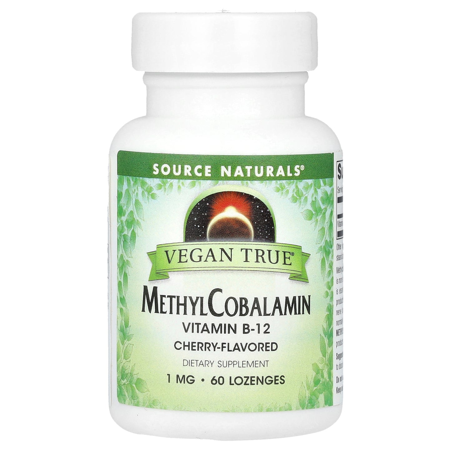 Source Naturals, Vegan True, MethylCobalamin, Cherry , 1 mg, 60 Lozenges