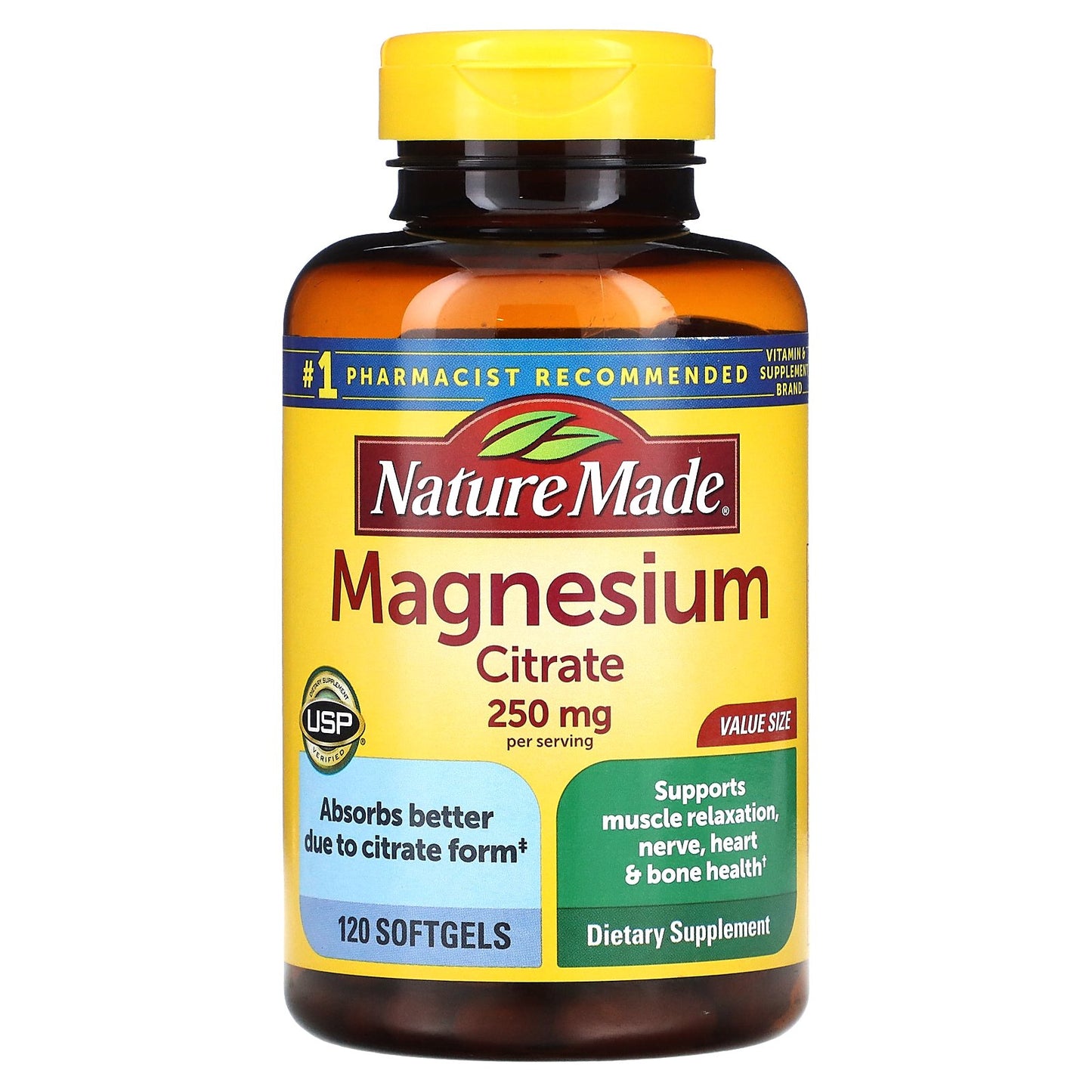 Nature Made, Magnesium Citrate, 250 mg, 120 Softgels (125 mg per Softgel)