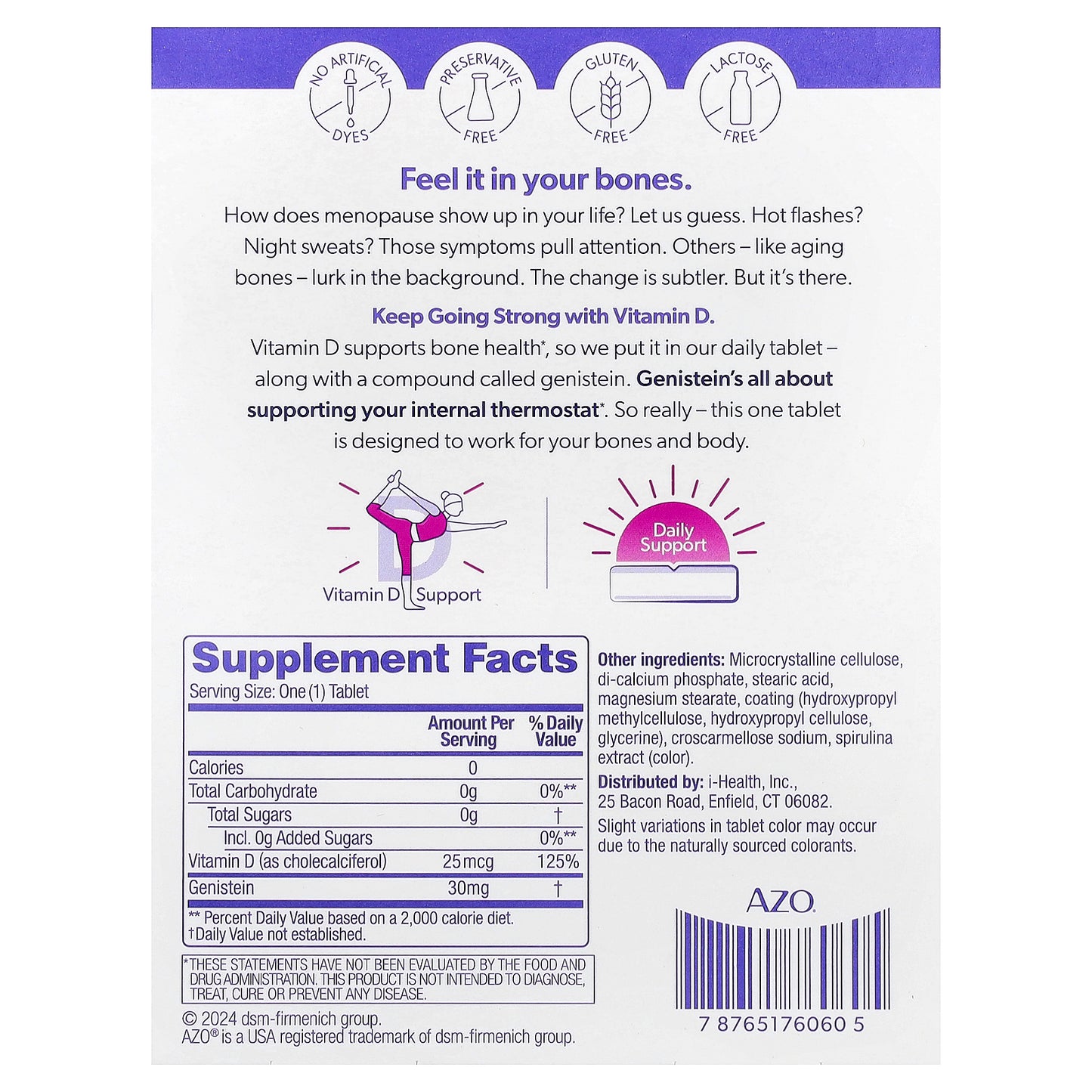 AZO, Menopause Relief, Daily Menopause Support + Vitamin D, 30 Tablets