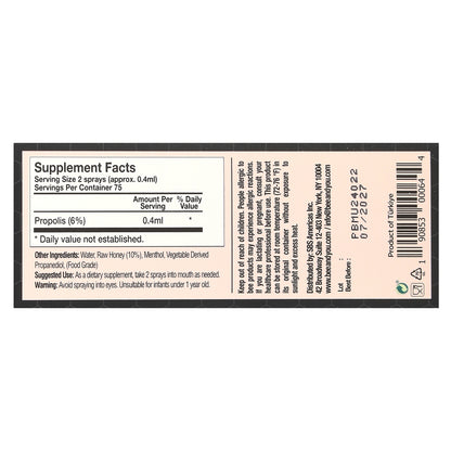 Bee & You, Propolis Raw Honey Throat Spray , 1 fl oz (30 ml)