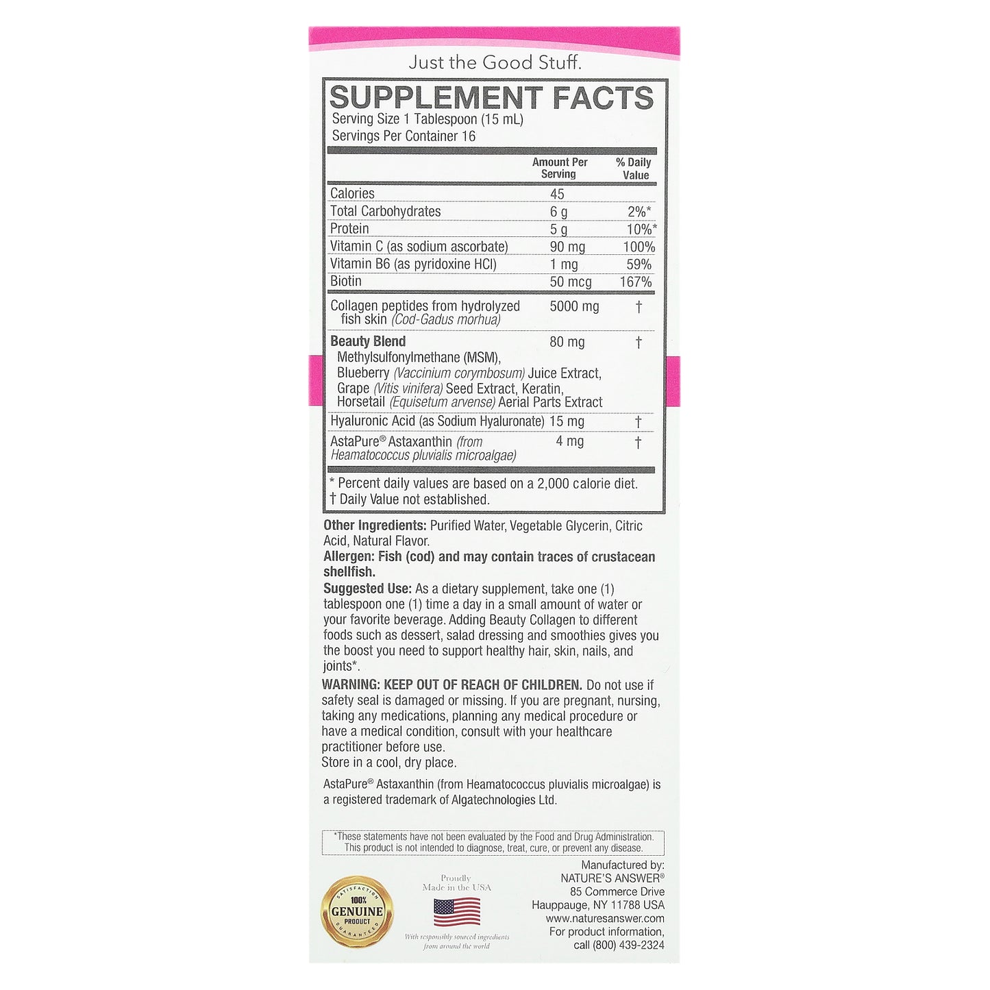 Nature's Answer, Beauty Collagen Peptides, Berry, 8 oz (240 ml)