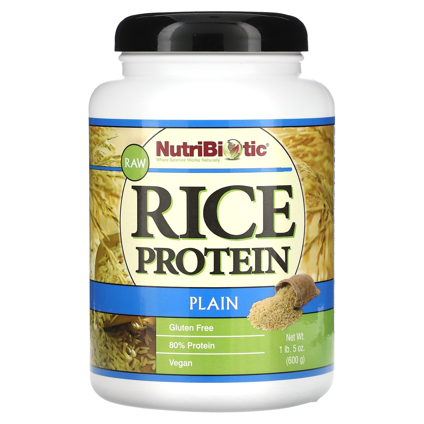 NutriBiotic, Raw Rice Protein, Plain , 5 oz (600 g)