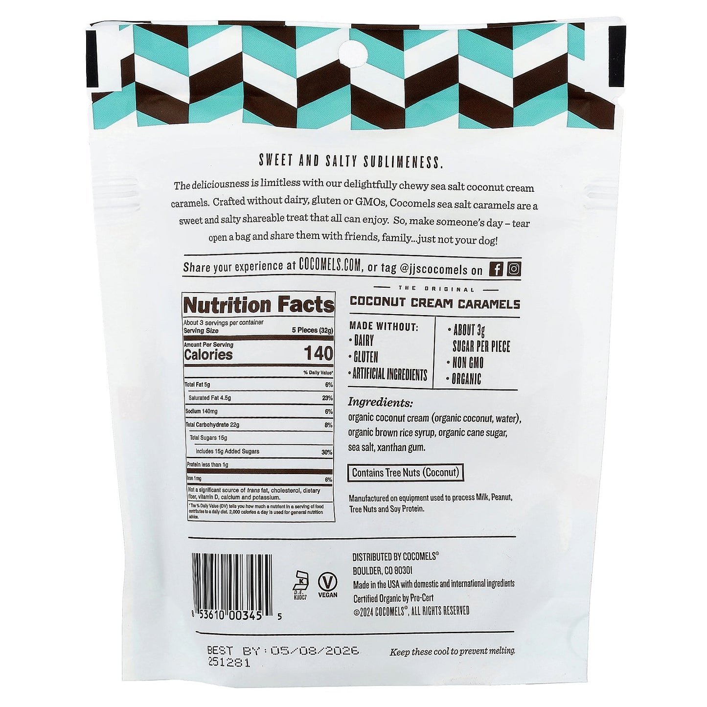 Cocomels, Coconut Cream Caramels, Sea Salt, 3.5 oz (99 g)