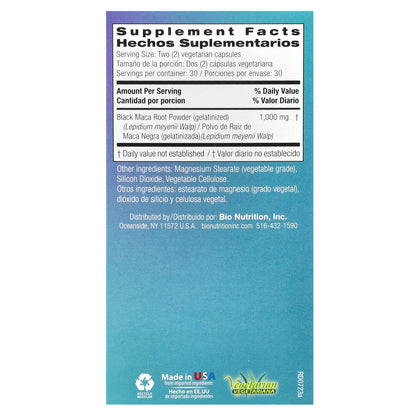 Bio Nutrition, Gelatinized Black Maca, 60 Vegetarian Capsules (500 mg per Capsule)