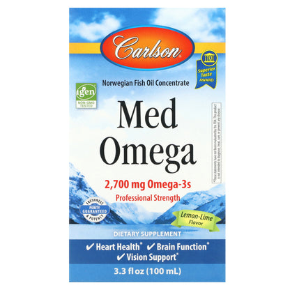 Carlson, Med Omega, Lemon-Lime, 2,700 mg, 3.3 fl oz (100 ml)