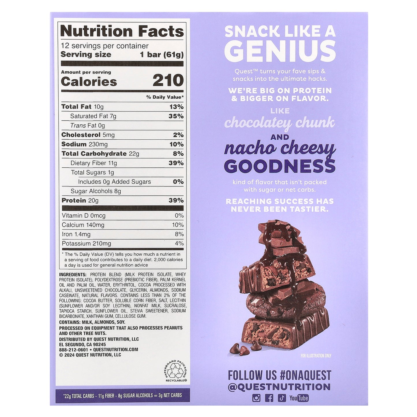 Quest Nutrition, Overload Protein Bar, Chocolate Explosion, 12 Bars, 2.15 oz (61 g) Each