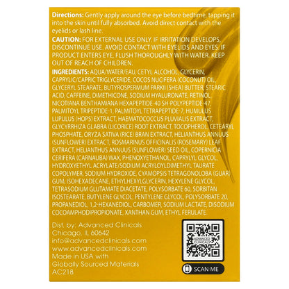 Advanced Clinicals, Firming Retinol + Peptide Eye Cream, 1 fl oz (30 ml)