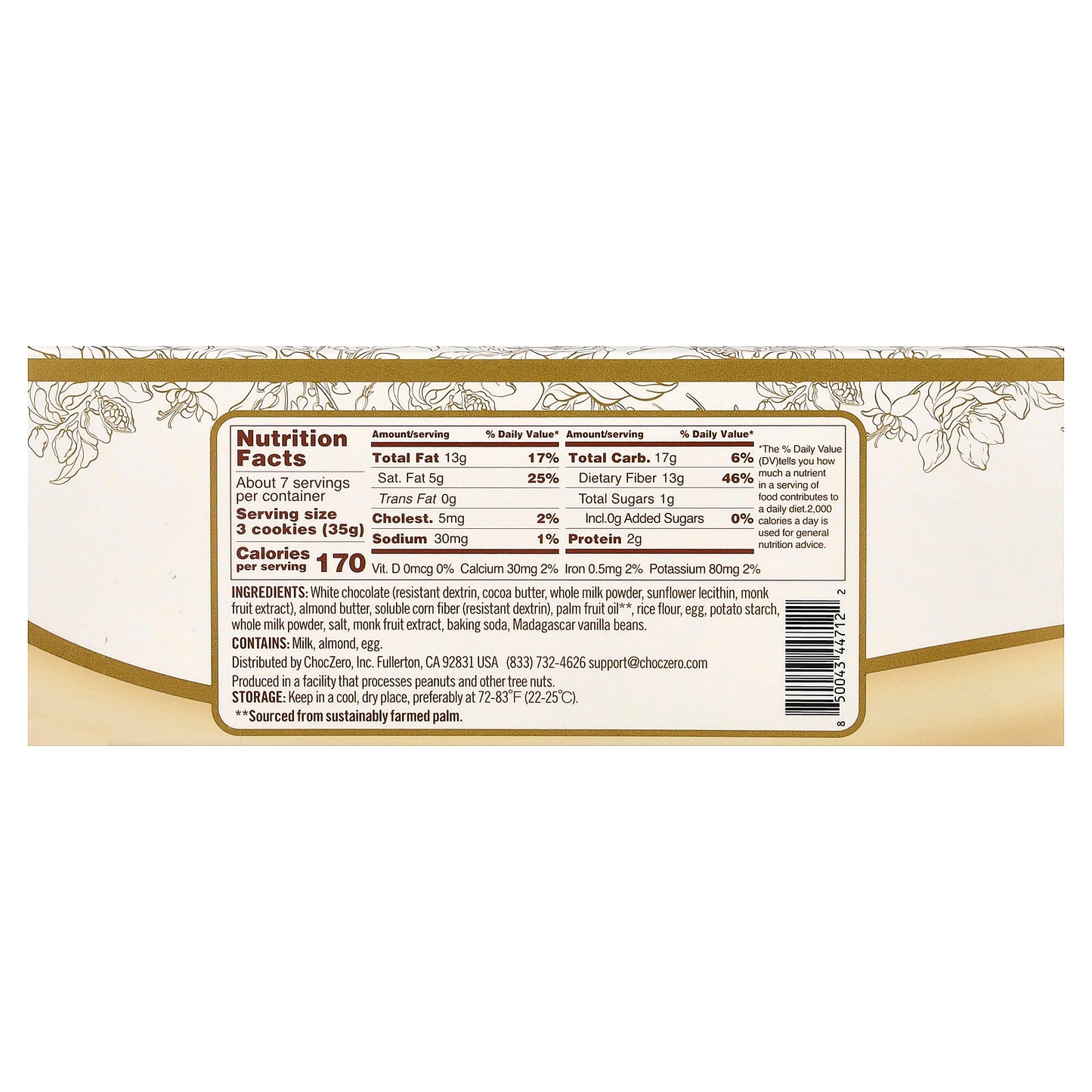 ChocZero, Premium Cookies, Jolies, White Ganache, 20 Packs, 0.4 oz (11.5 g) Each