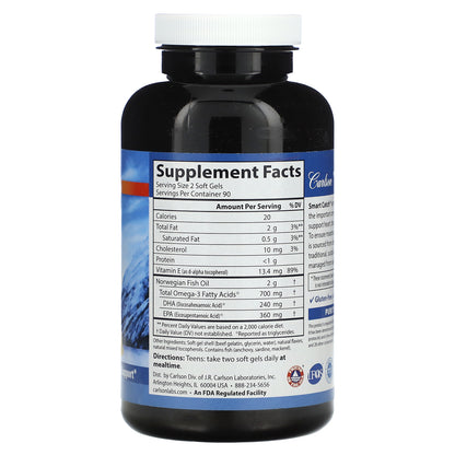 Carlson, Teen's Smart Catch, Natural Lemon, 180 Soft Gels