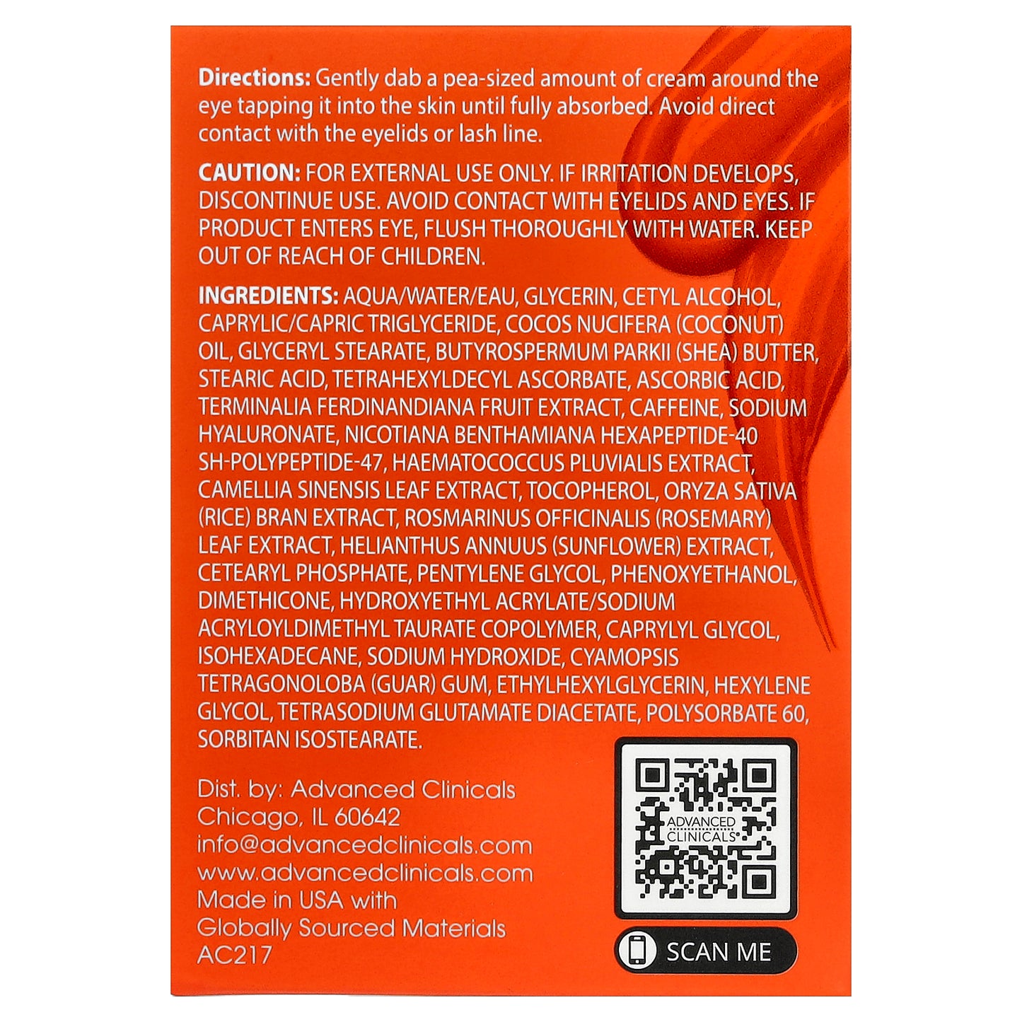 Advanced Clinicals, Brightening Vitamin C + Caffeine Eye Cream , 1 fl oz (30 ml)