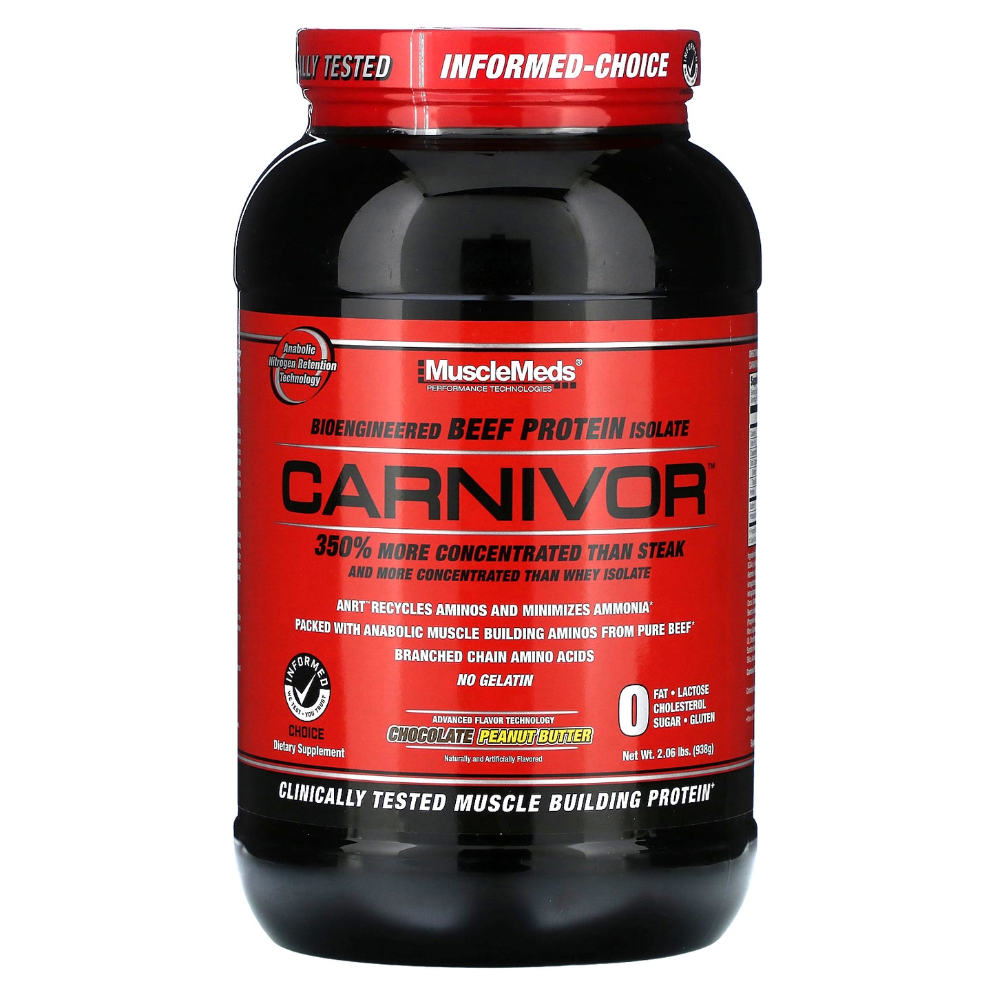 MuscleMeds, Carnivor, Bioengineered Beef Protein Isolate, Chocolate Peanut Butter, 2.06 lbs (938 g)