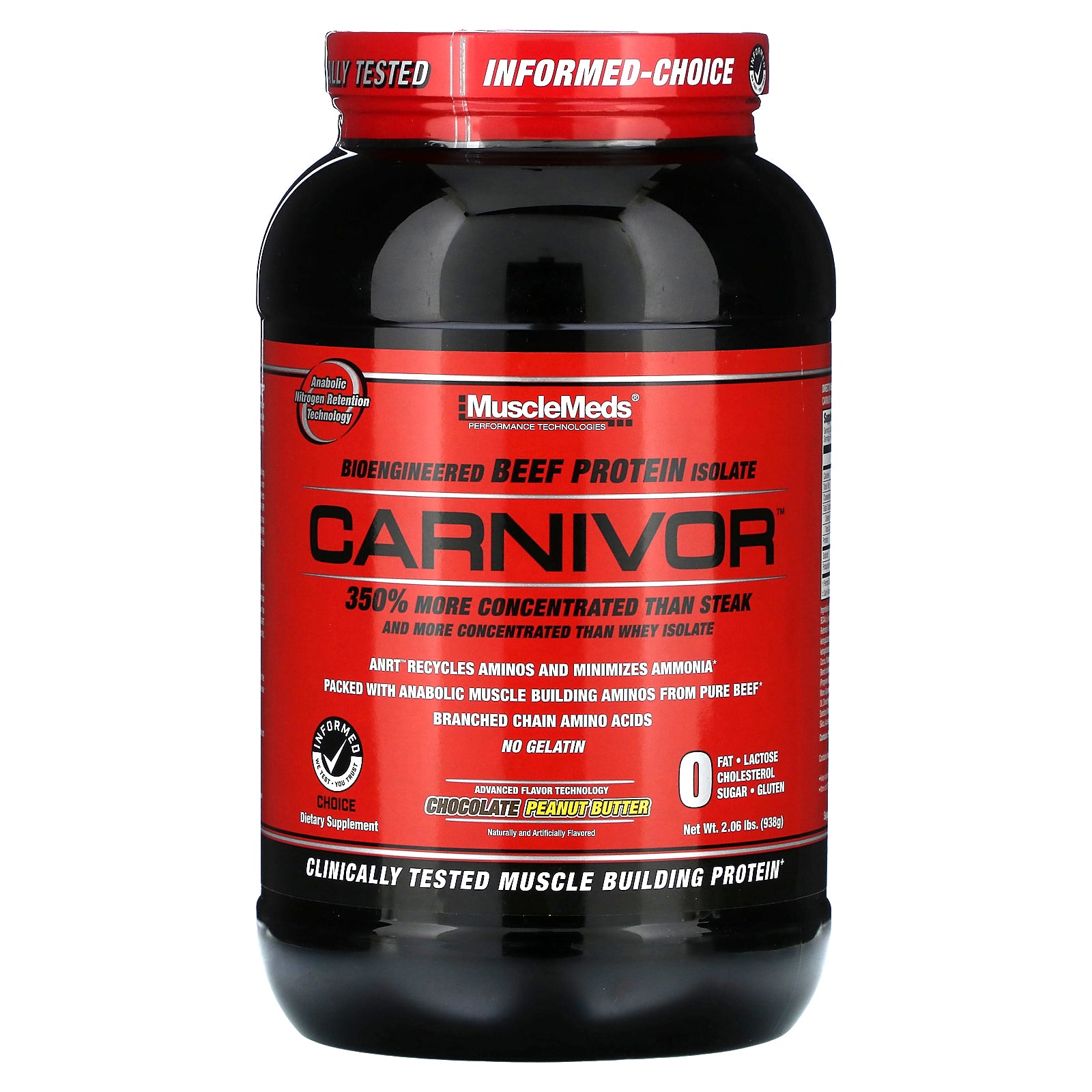 MuscleMeds, Carnivor, Bioengineered Beef Protein Isolate, Chocolate Peanut Butter, 2.06 lbs (938 g)