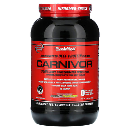 MuscleMeds, Carnivor, Bioengineered Beef Protein Isolate, Chocolate Peanut Butter, 2.06 lbs (938 g)