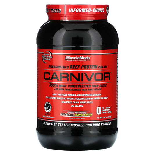 MuscleMeds, Carnivor, Bioengineered Beef Protein Isolate, Chocolate Peanut Butter, 2.06 lbs (938 g)