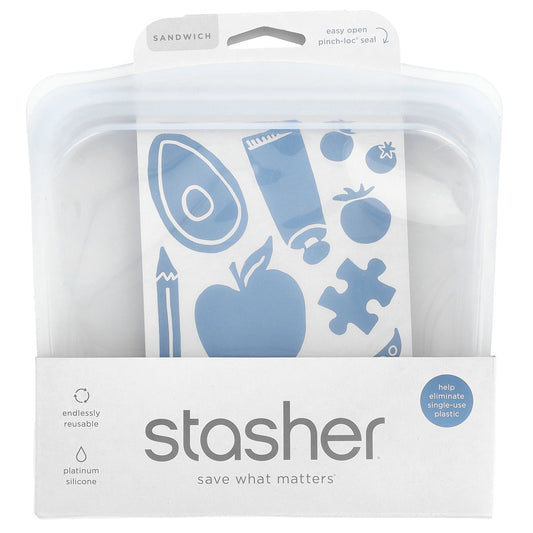 Stasher, Reusable Storage Bag, Sandwich Size, Clear, 28 fl oz (828 ml)