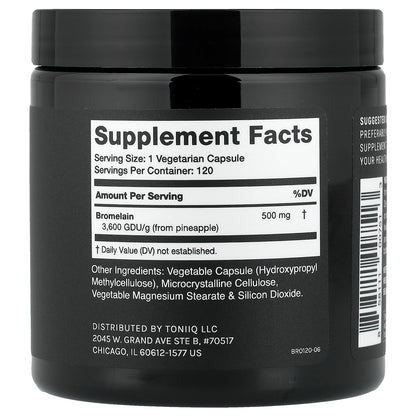 Toniiq, Bromelain, 120 Capsules (500 mg per Capsule)