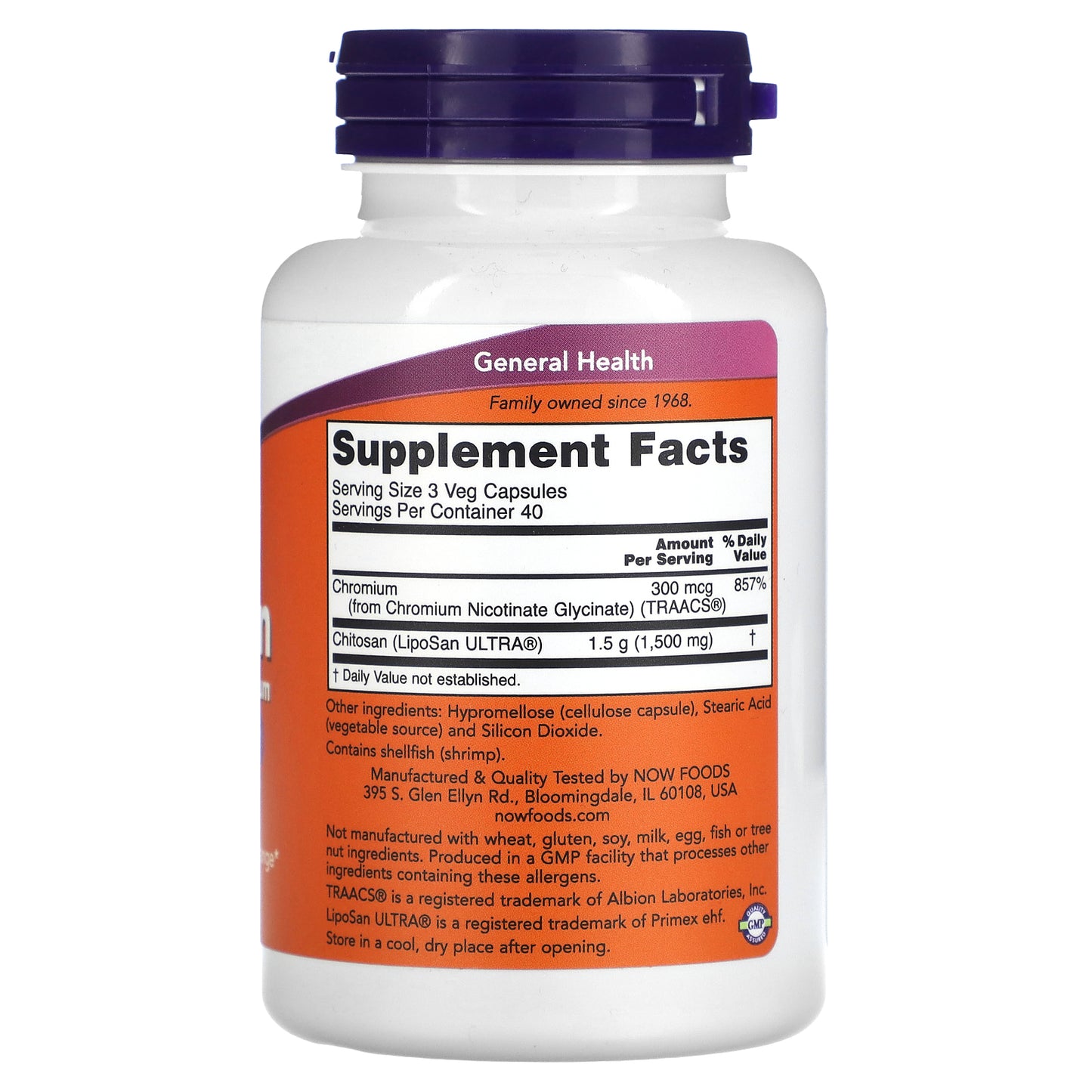 NOW Foods, Chitosan plus Chromium, 120 Capsules