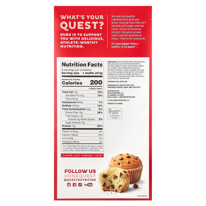 Quest Nutrition, Bake Shop Muffins, Chocolate Chip , 8 Muffins, 2.01 oz (57 g) Each