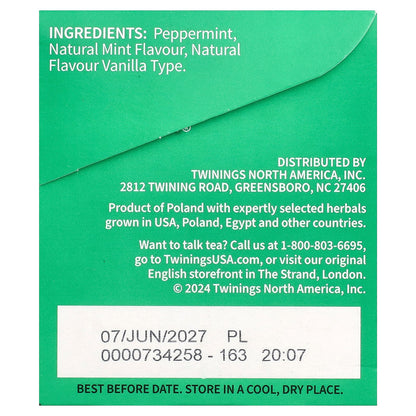 Twinings, Flavored Herbal Tea, Peppermint Cheer, Caffeine Free, 20 Tea Bags, 1.41 oz (40 g)