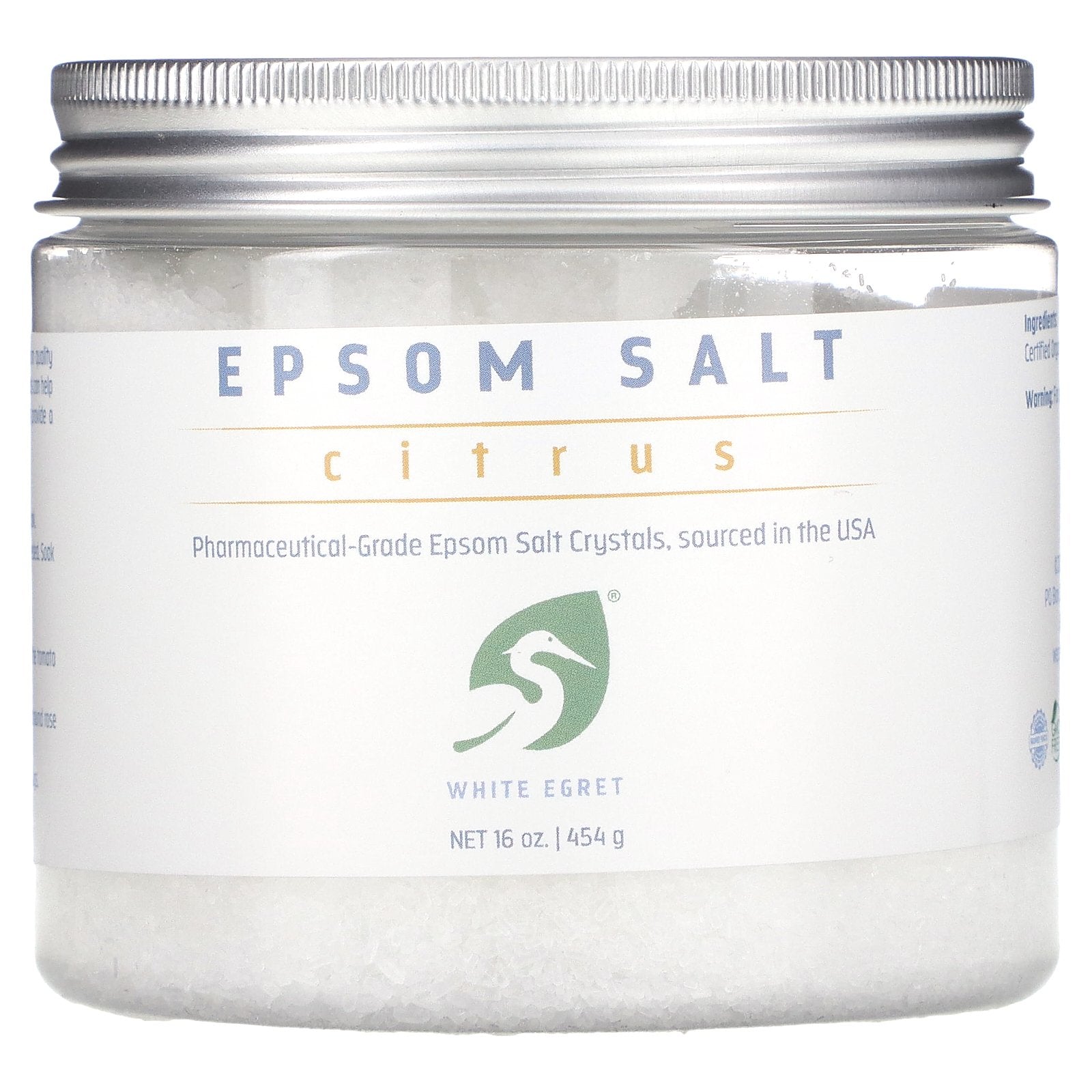 White Egret Personal Care, Epsom Salt, Citrus, 16 oz (454 g)