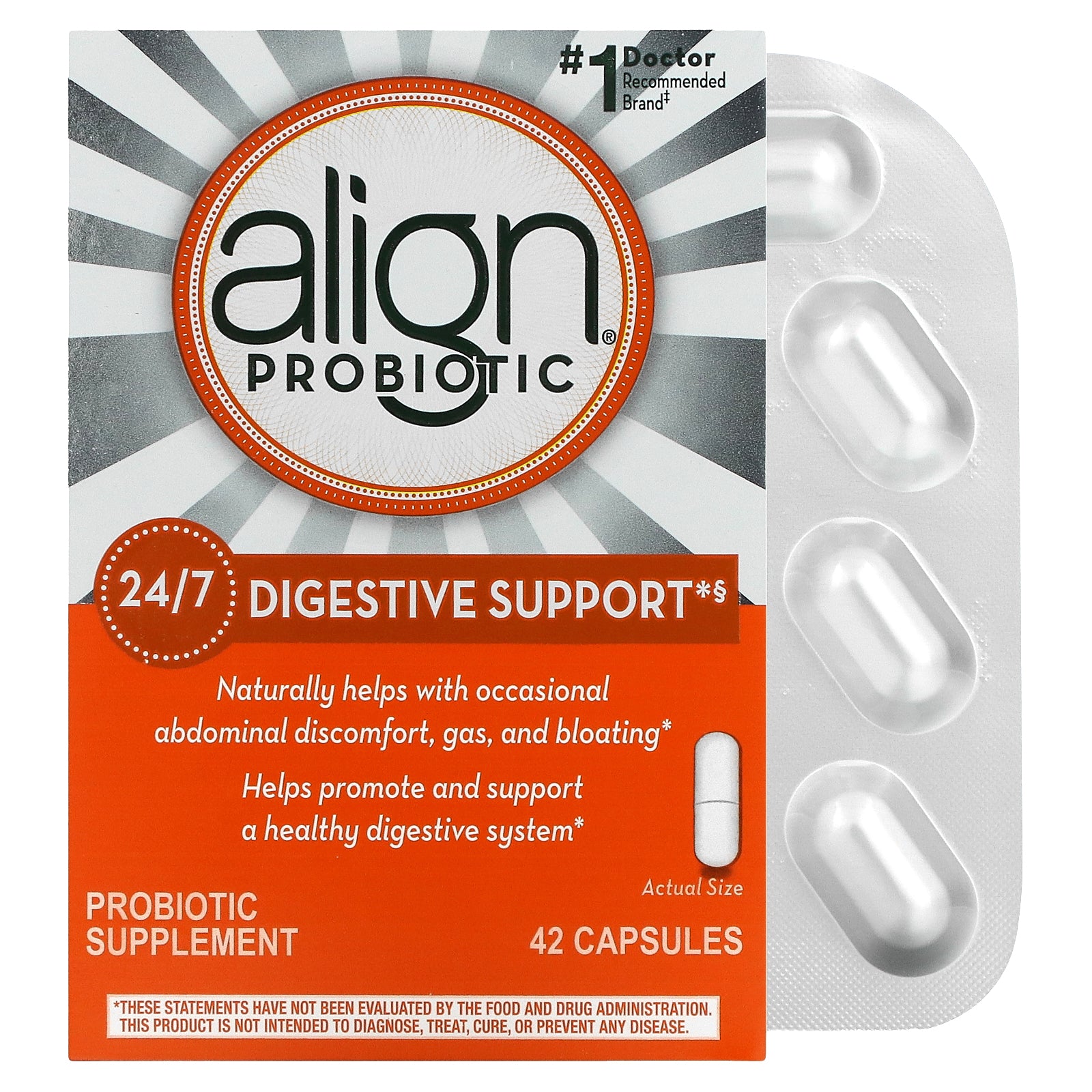 Align Probiotics, 24/7 Digestive Support, Probiotic Supplement, 4 mg , 42 Capsules