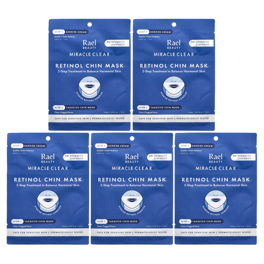 Rael, Miracle Clear, Retinol Chin Beauty Mask, Barrier Cream, 10 Piece Kit