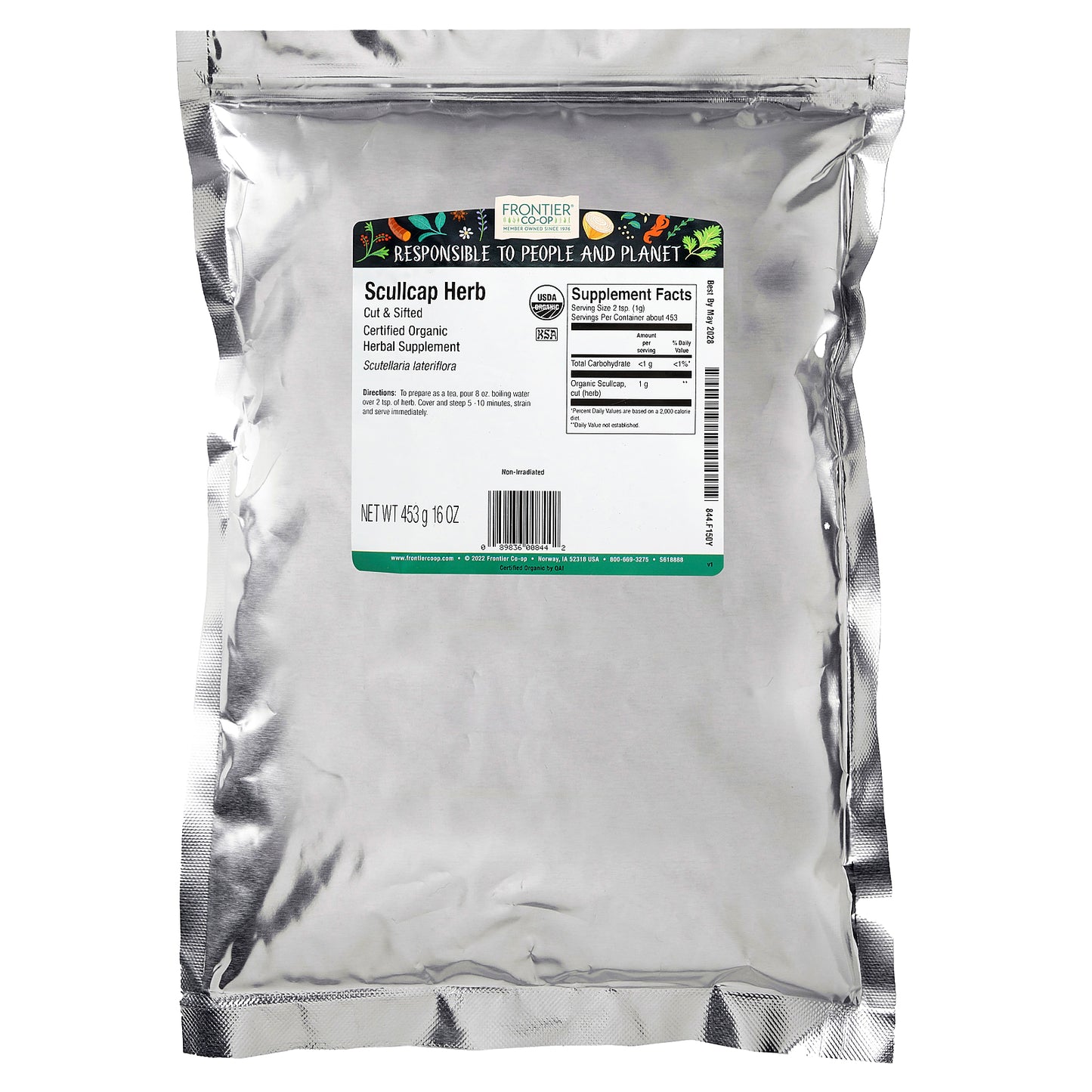 Frontier Co-op, Organic Scullcap Herb, Cut & Sifted, 16 oz (453 g)