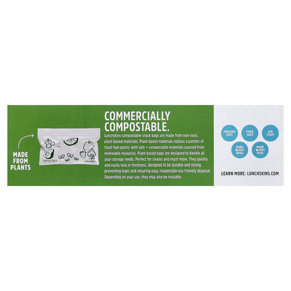 Lunchskins, Compostable Snack Zipper Bags, 50 Bags